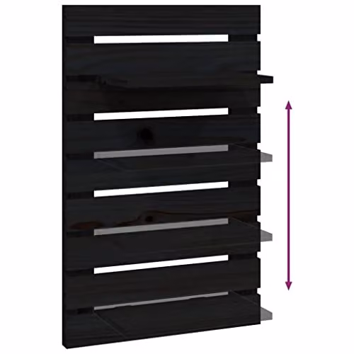vidaXL Set of 2 Wall-mounted Bedside Shelves in Black Solid Pine Wood – 3