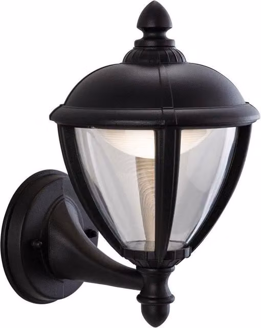 Netlighting Unite LED Outdoor Wall Lantern Uplight in Black with Transparent Glass, IP44 – 1