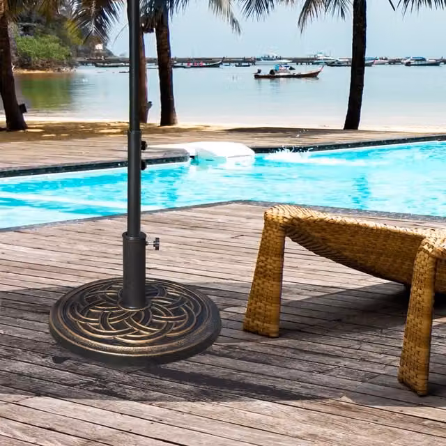 Outsunny Heavy Duty Round Garden Parasol Base in Bronze Tone