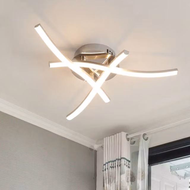 Goeco Modern Curved LED Ceiling Light in Silver with 4500K White Light