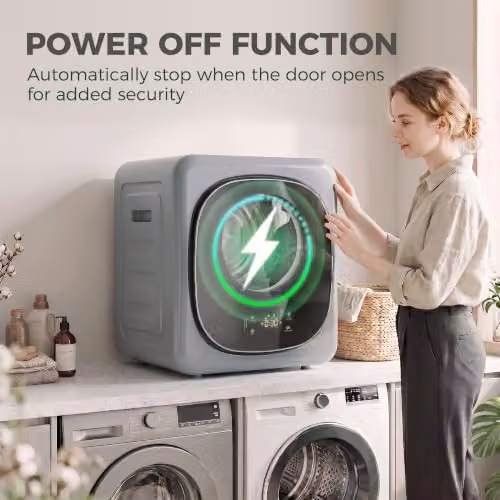 HOMCOM Silver Compact Vented Tumble Dryer with 2.5kg Dry Capacity and 5 Modes – 4