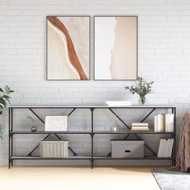 Berkfield Home Industrial Console Table in Grey Sonoma, W/D/H: 200 x 30 x 75 cm