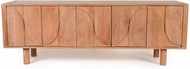 Elm Home And Garden Scandinavian Mango Wood TV Unit in Beige and Brown