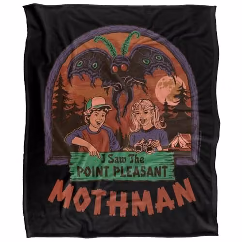 Steven Rhodes I Saw The Mothman Super Soft Fleece Throw Blanket, Multicolour, W/D/H: 152 x 127 cm – 5