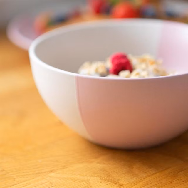 Nicola Spring Pink Dipped Stoneware Cereal Bowls, Pack of 4, Diameter: 16.5 cm