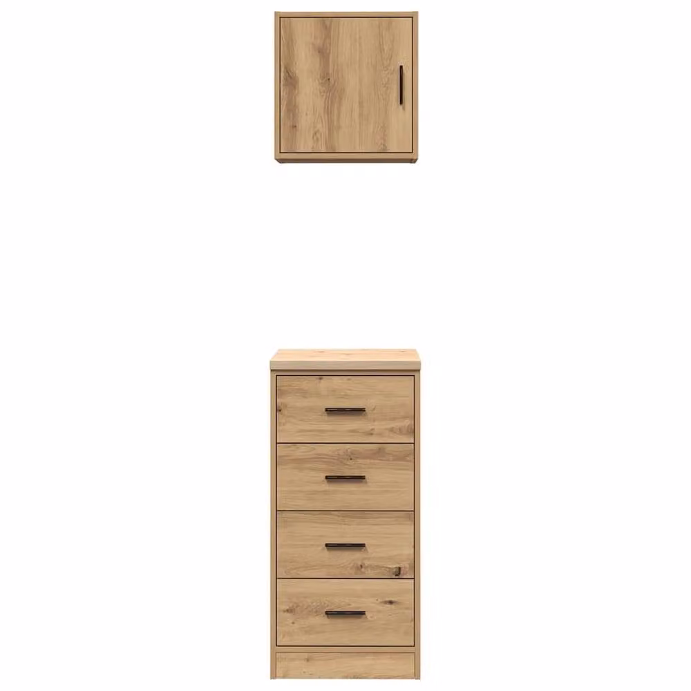 Berkfield Home Set of 2 Wall Mounted Garage Cabinets in Artisan Oak Brown Engineered Wood – 1