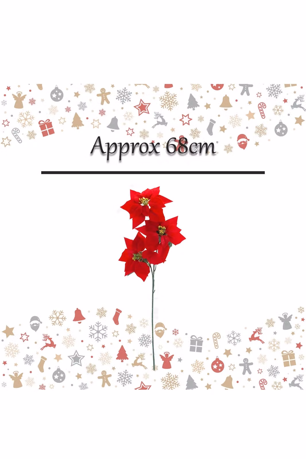 VFM e-Store 7 Head Red Poinsettia Floral Christmas Decoration, 48 cm – 2