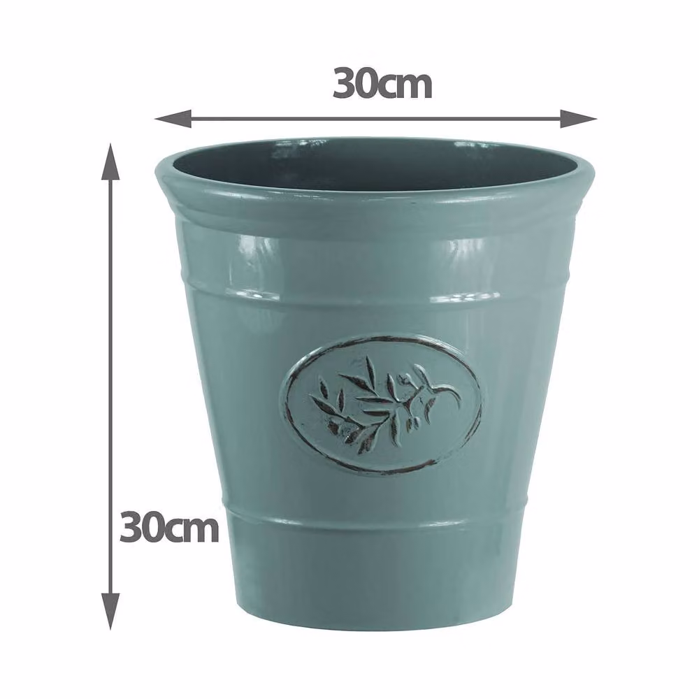 Simpa Country Style Gloss Plastic Planter Tub, Set of 2, Green – 3