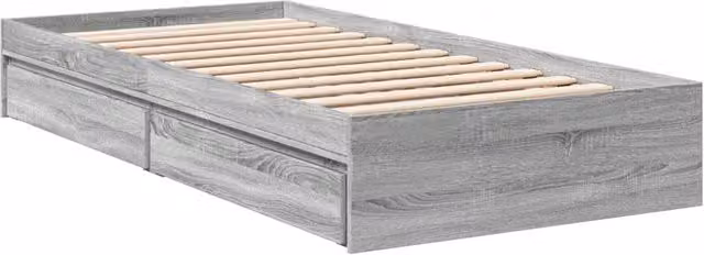 Berkfield Home Modern Bed Frame with Drawers, Grey Sonoma, W/D/H: 90 x 200 cm