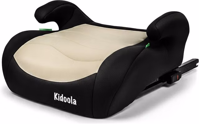 Kidoola ISOFIX Kids Booster Car Seat with Backless Cushion, UN R129 i-Size, Black or Brown, for 125–150 cm