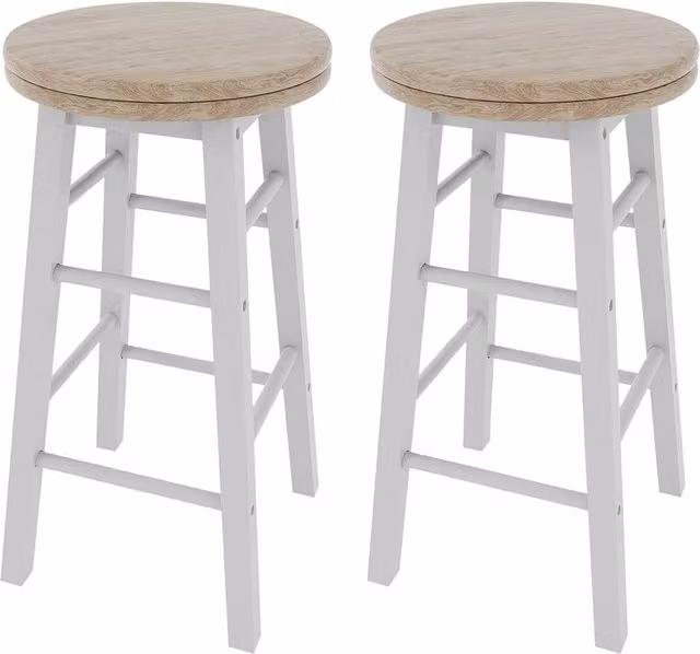 Home Discount Chef Vida Wooden Revolving Bar Stools, Set of 2, White – 1