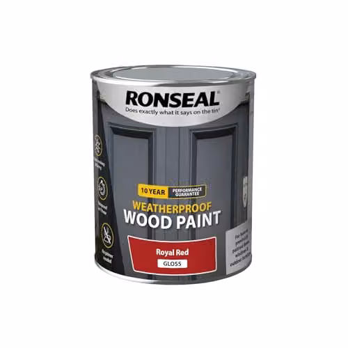 Ronseal Weatherproof Opaque Wood Paint Red Gloss 0.75 l – 2
