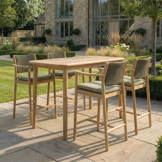Bracken Outdoors Tetbury 4 Seat Bar Table Garden Furniture Set in Brown Acacia Wood