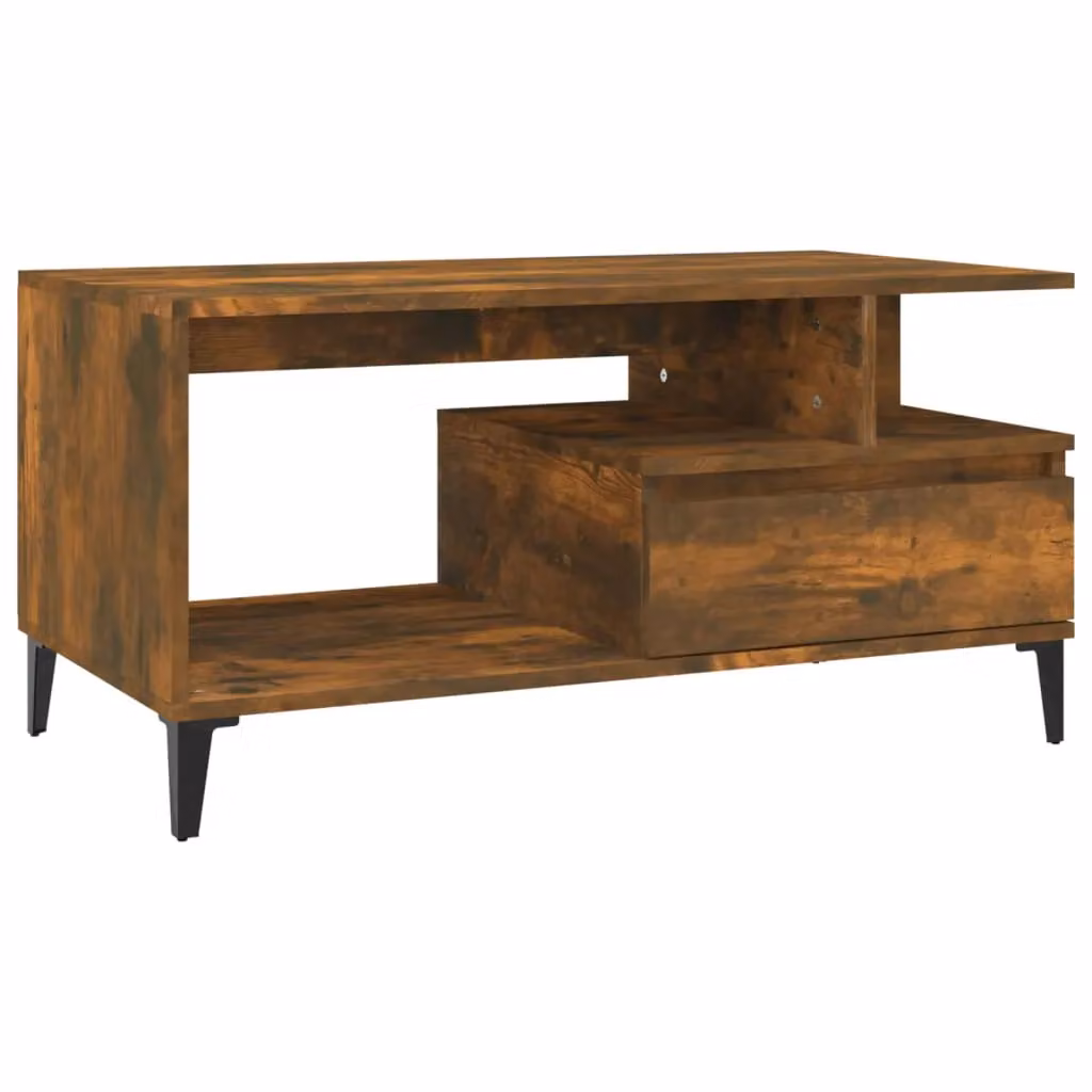 Berkfield Home Smoked Oak Coffee Table in Brown, W/D/H: 90 x 49 x 45 cm – 2