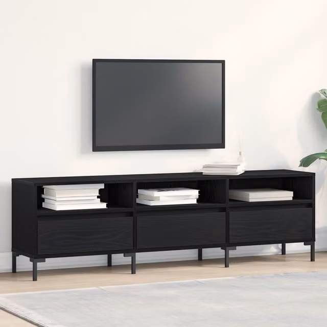Berkfield Home Modern TV Cabinet in Black Oak, W: 150 cm, D: 30 cm, H: 44.5 cm – 1