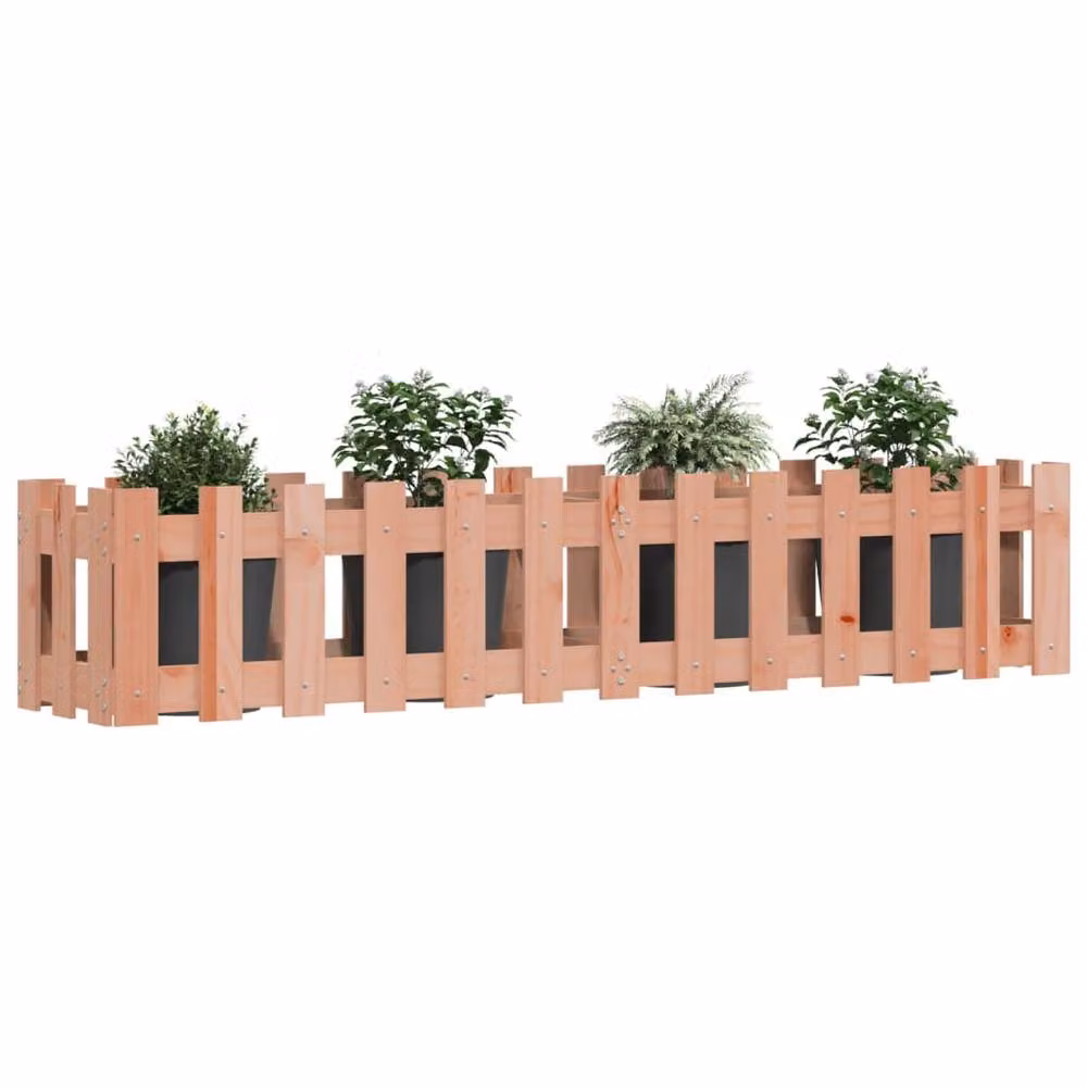 Berkfield Home Garden Raised Bed with Fence Design in Beige Wood, W/D/H: 150 x 30 x 30 cm – 2