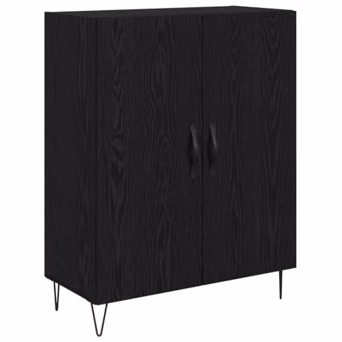vidaXL Modern Highboard in White and Black Oak with Hinged Doors, W/D/H: 69.5 x 34 x 180 cm – 4