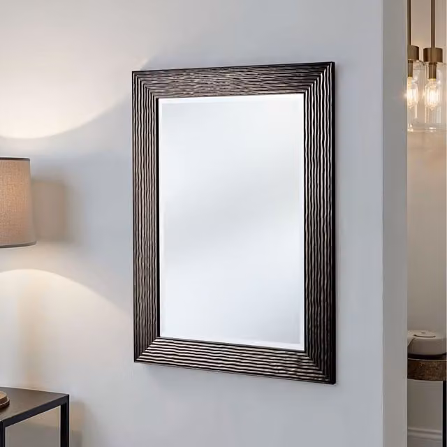 Yearn Wave Bevelled Wall Mirror in Bronze, W: 77 cm, H: 62 cm