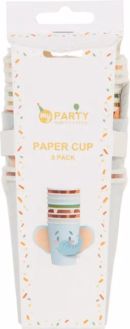 My Party Safari Party Cups in Multicolour and Orange