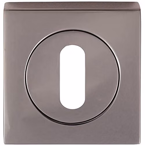 Loops Square Lock Profile Escutcheon in Black Nickel, W: 5.1 cm – 1