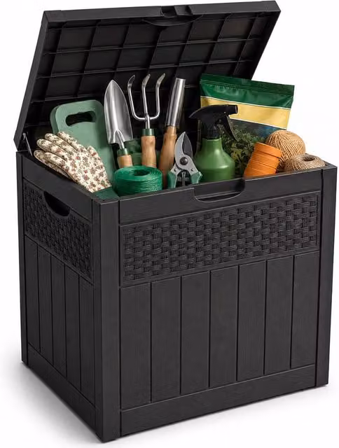 Pelle & Sol 126L Black Plastic Outdoor Storage Box with Castors and Lock for Garden, Balcony or Terrace Organisation – 6