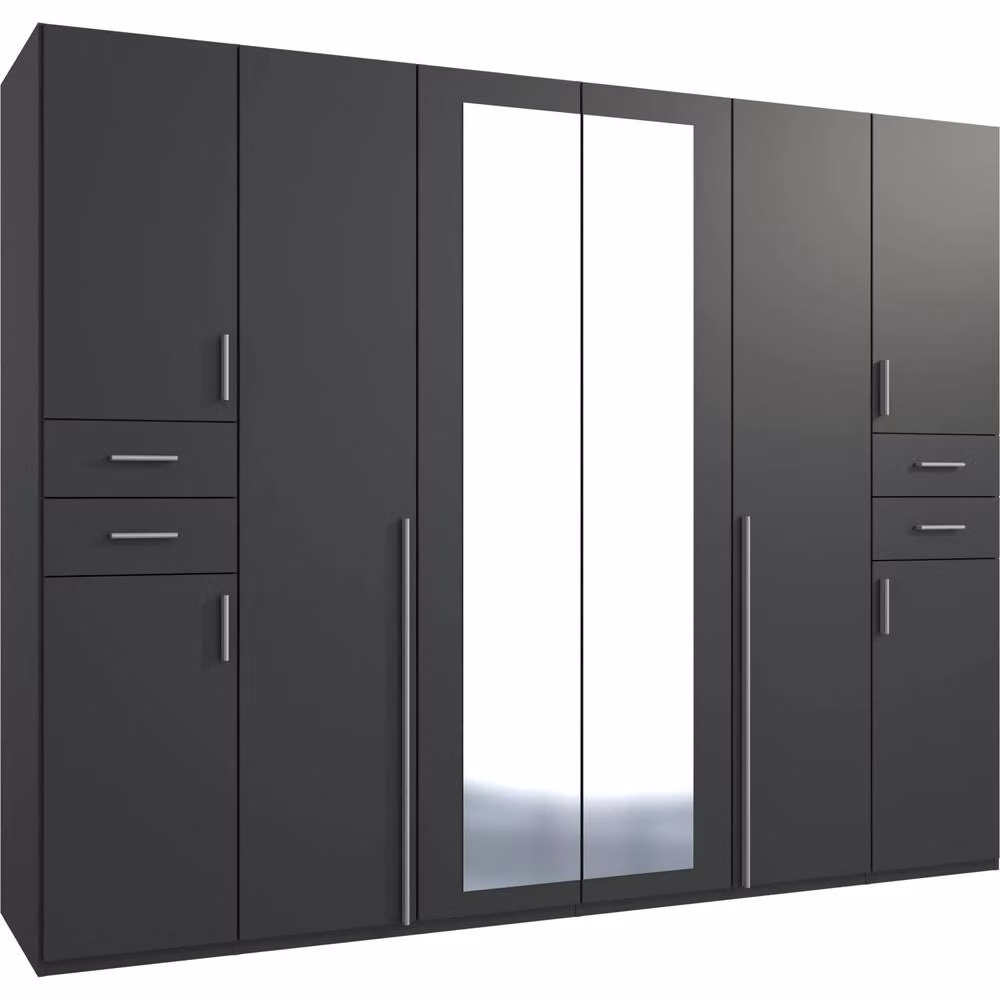 KDMD Vegas 6 Door Grey Wardrobe with Integrated Drawers and Mirror – 3