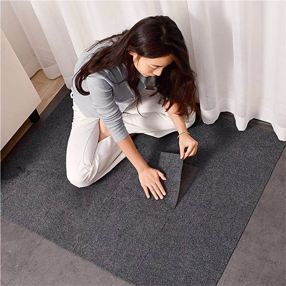 VOGREX 20 Pack Glue Down Carpet Tiles in Grey, W/D: 50 x 50 cm – 3