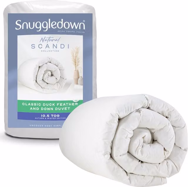 Snuggledown Scandi White Duck Feather and Down 10.5 Tog Duvet, Single