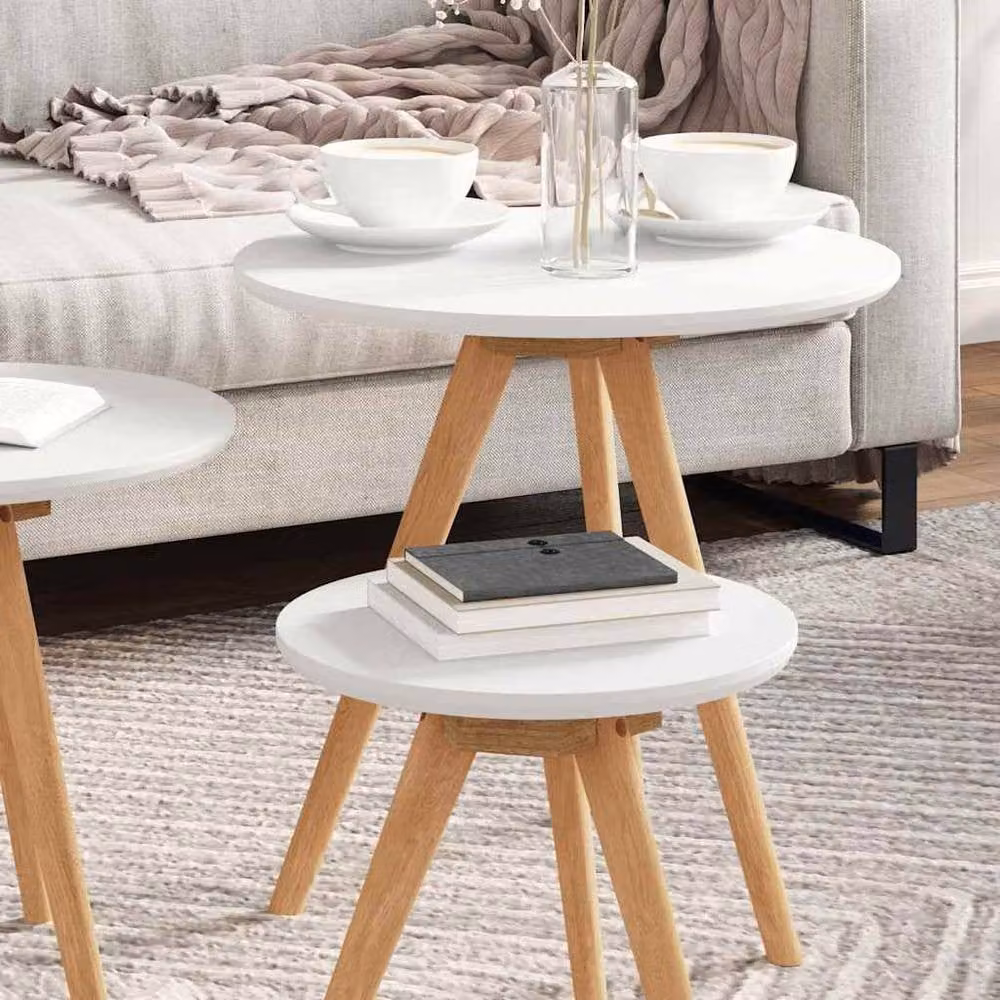 Berkfield Home Nested Coffee Table Set in Walnut and White – 3