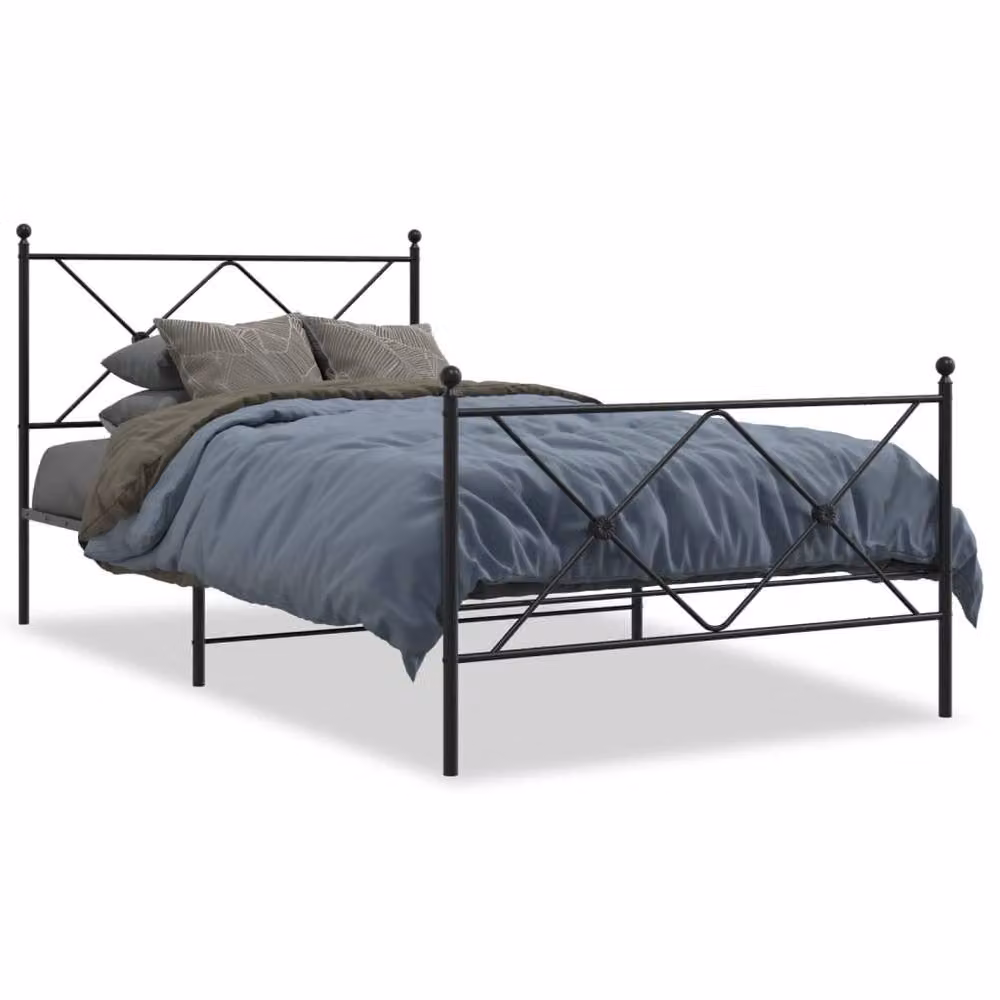Berkfield Home Metal Bed Frame with Footboard, Black, W/D/H: 100 x 200 cm – 2