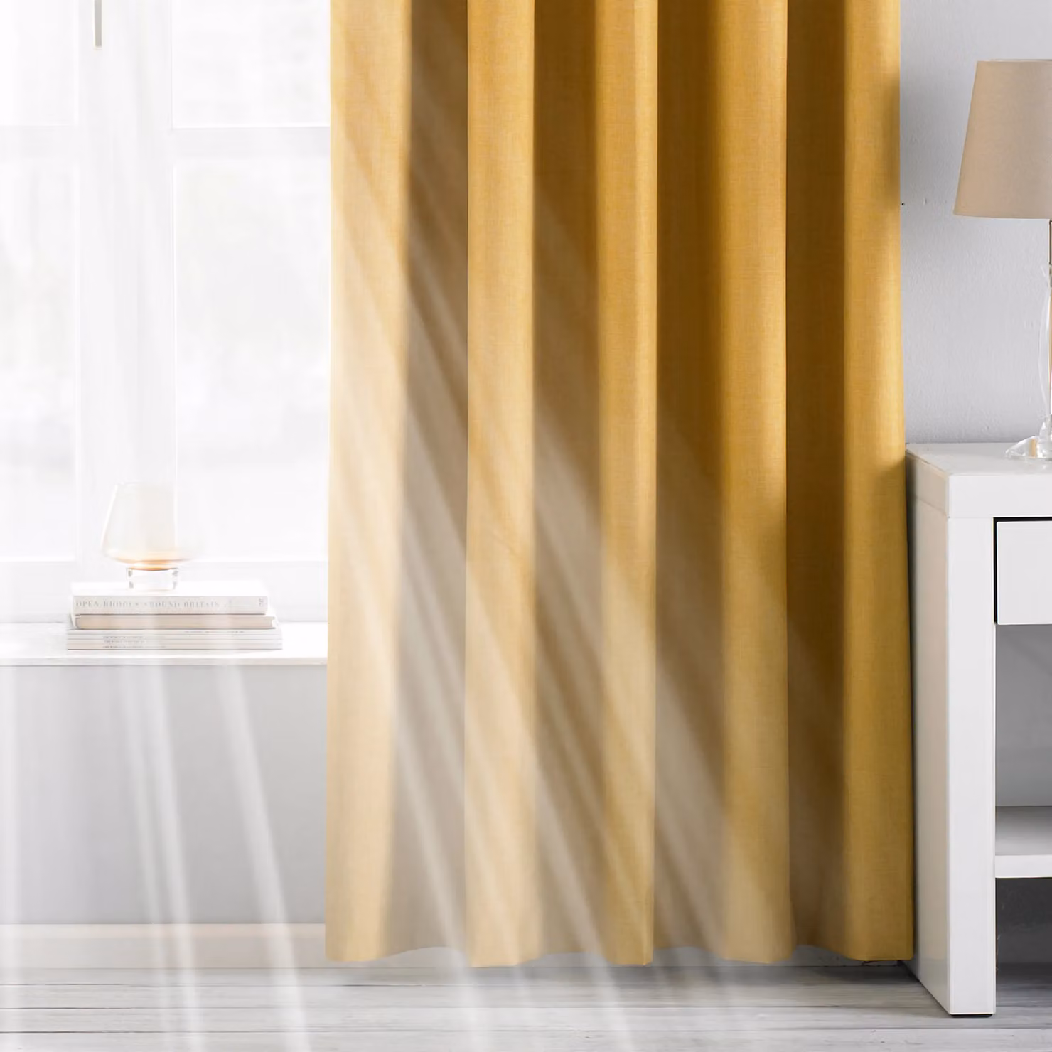 Essentials Twilight Thermal Blackout Eyelet Curtains in Yellow, Width: 168 cm, Drop: 137 cm – 3