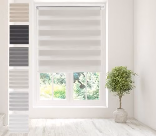 Caecus Zebra Day and Night Roller Blind in Beige, Sand and Grey, W: 160 cm, H: 210 cm
