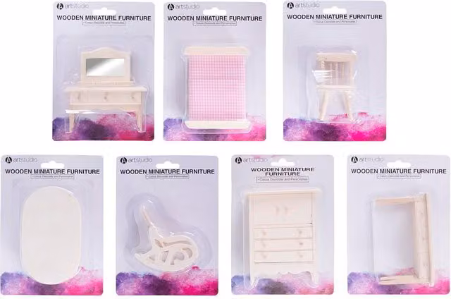 Art Studio White Wooden Miniature Furniture for Creative Decoration