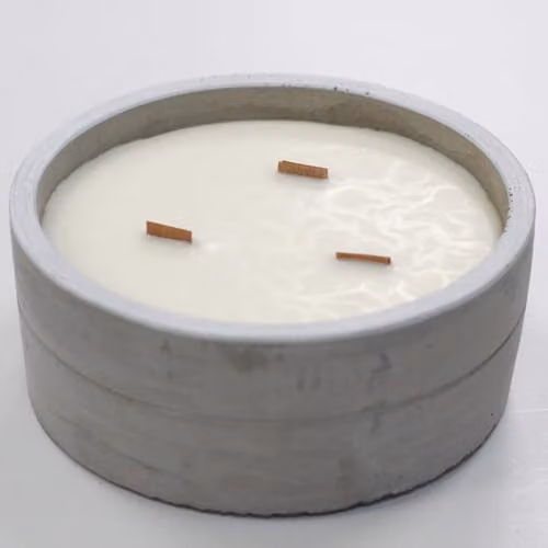 Ancient Wisdom KDMD Large Round Crushed Vanilla & Orange Triple Wood Wick Soy Wax Concrete Candle in Grey – 2