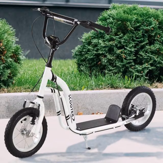 HOMCOM Kids Stunt Scooter in White with Height Adjustment