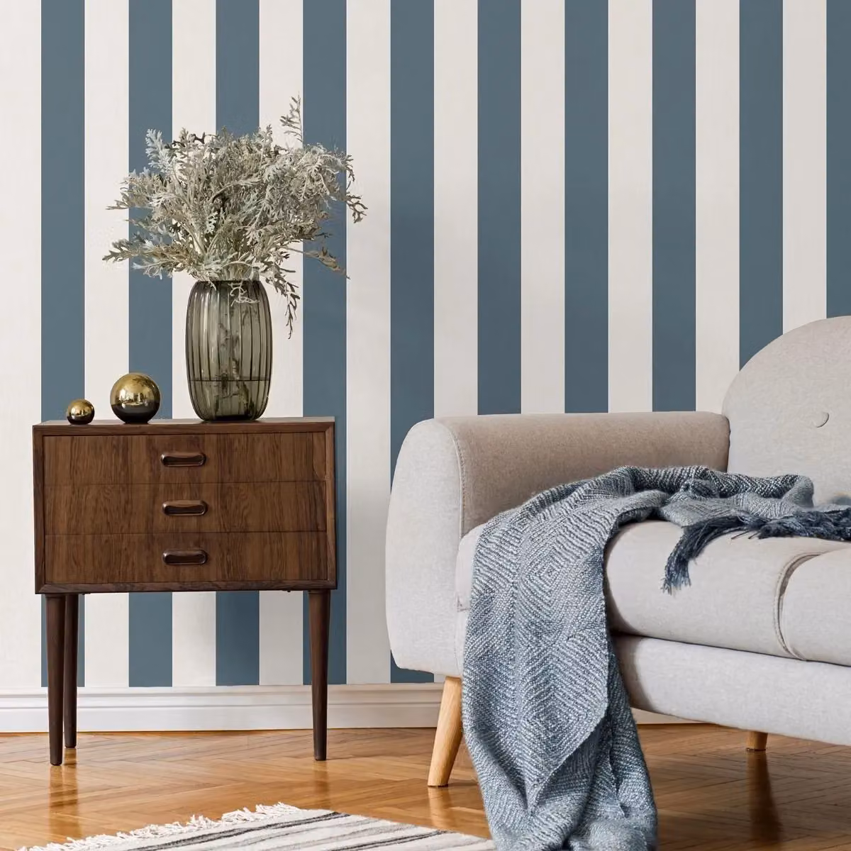 Fine Décor Juliette Striped Blue Textured Vinyl Wallpaper Roll – 2