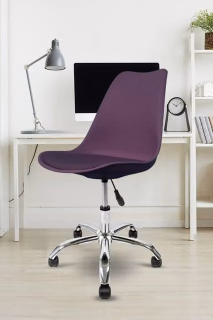 Fusion Living Soho Modern Plastic Dining Chair with Swivel Base in Purple