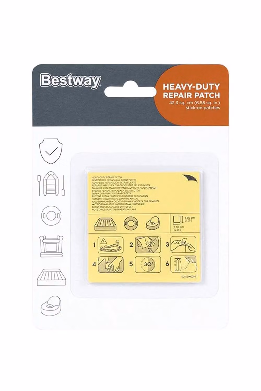 Bestway Heavy Duty Self-Adhesive Repair Patches for Inflatables, White, 6.5 x 6.5 cm – 3