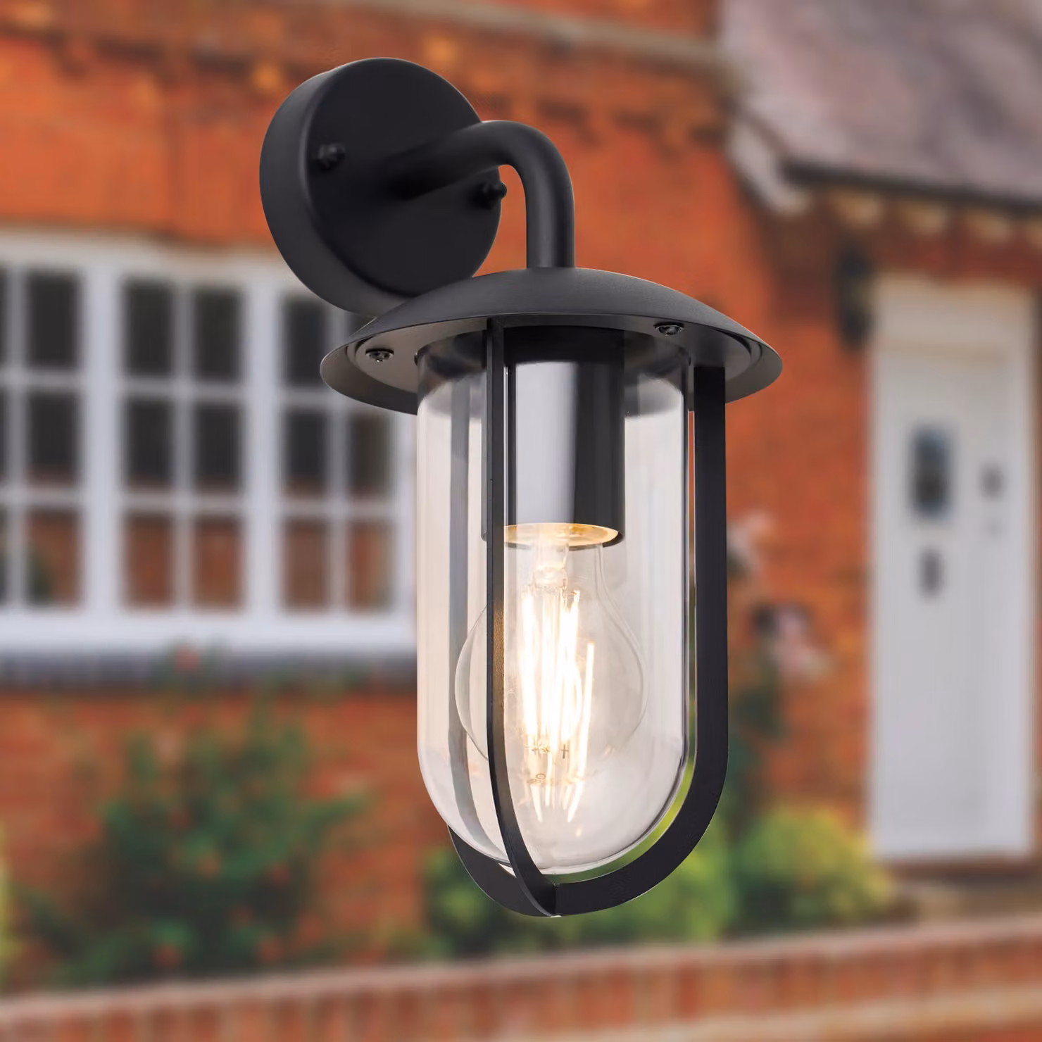 First Choice Lighting Bronty Set of 2 Black Outdoor Wall Lights with Transparent Glass – 4