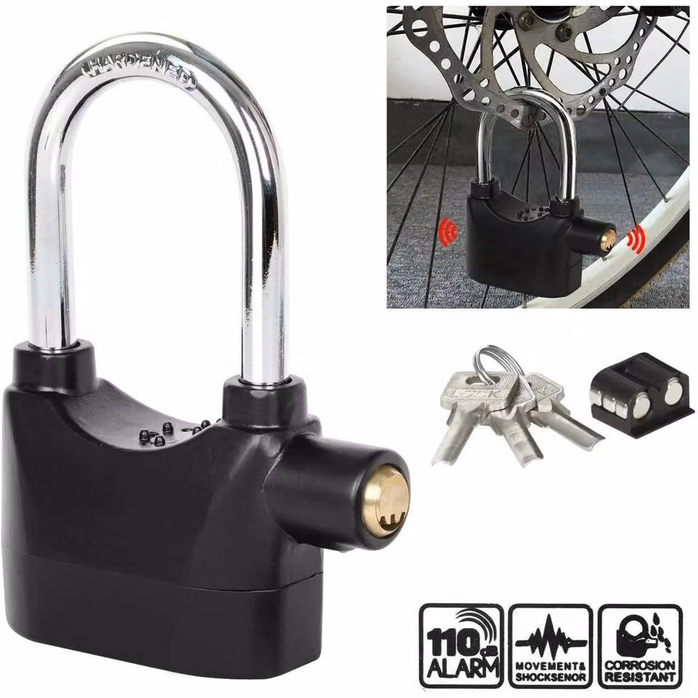 SPETLEK Heavy Duty 110db Alarmed Steel Padlock in Black – 4