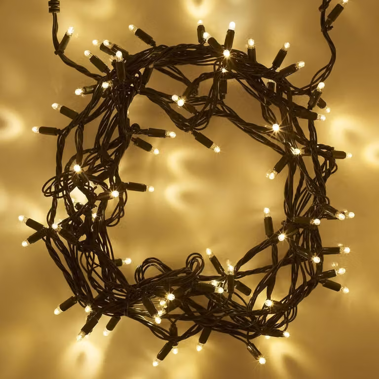 Lights4fun Core Connect Warm White Connectable Fairy Lights with Green Cable, 40m