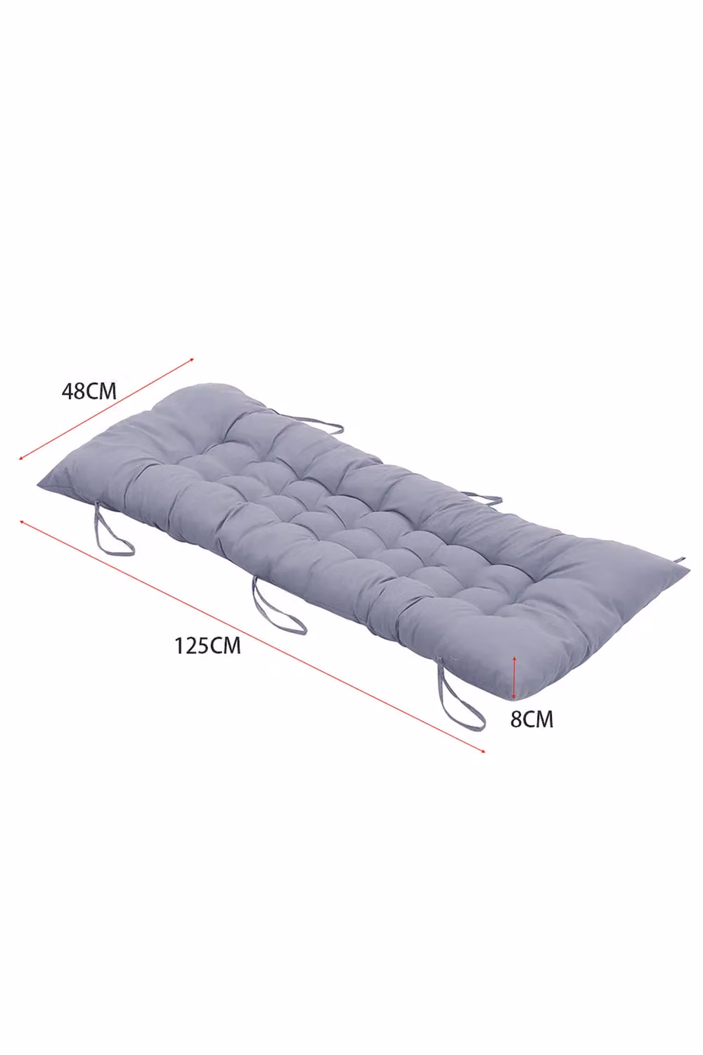 Living and Home Grey Cotton Rectangular Garden Bench Seat Cushion W: 125 cm, D: 48 cm – 3
