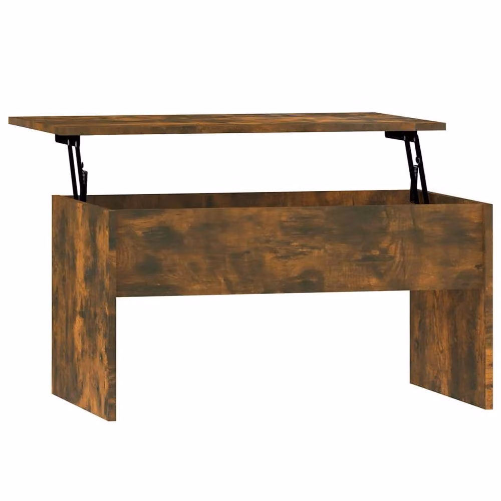 Berkfield Home Modern Rectangular Coffee Table in Smoked Oak Brown, W/D/H: 80 x 50.5 x 41.5 cm – 2