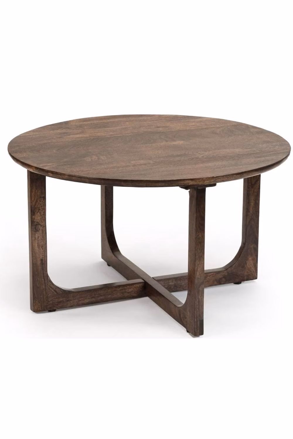 IH Design Bathwick Round Mango Wood Lacquered Coffee Table, Brown, Diameter: 80 cm, Height: 45 cm – 2