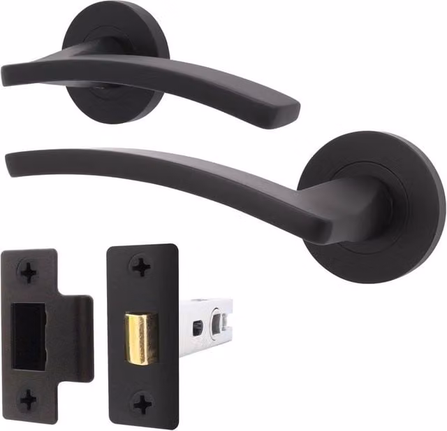 AFIT Matt Black Aluminium Internal Door Handle and Latch Set – 1