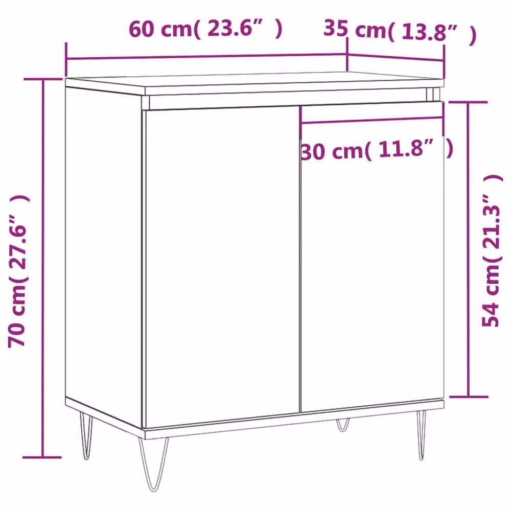Berkfield Home Smoked Oak Sideboard in Brown, W/D/H: 60 x 35 x 70 cm – 7