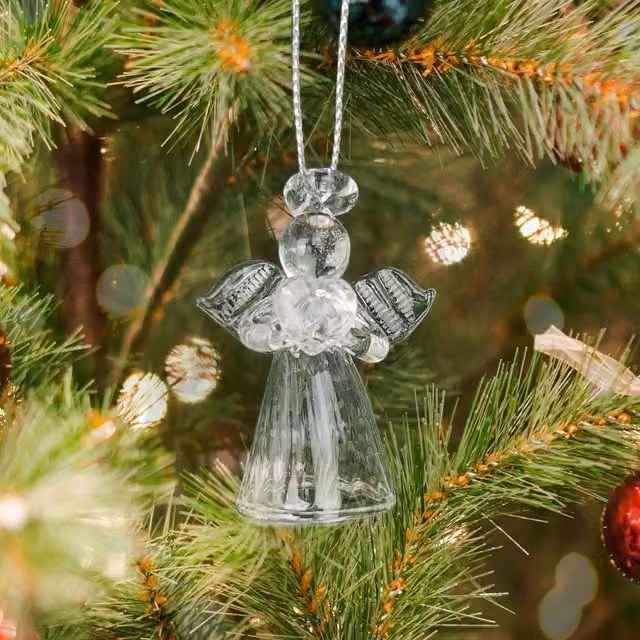 Clear Memorial Glass Angel Hanging Figure