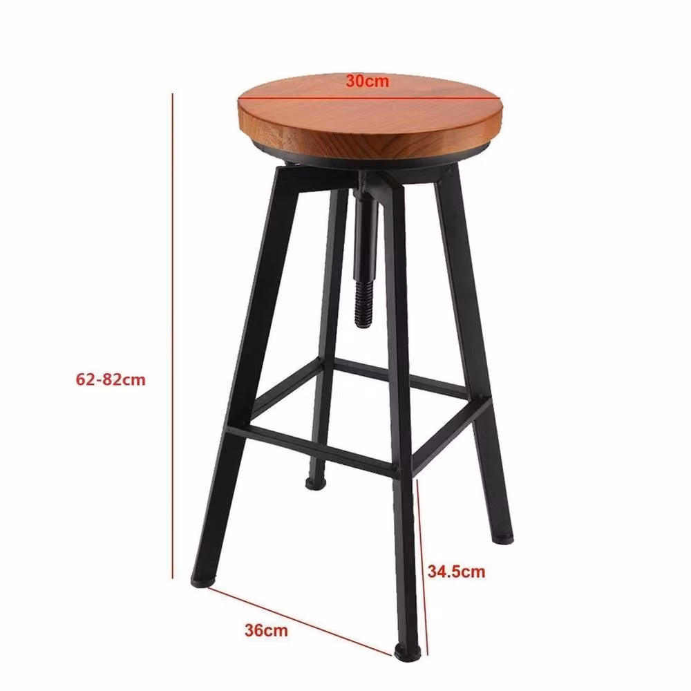 Havendro Vintage Brown Wood and Metal Bar Stool – 2