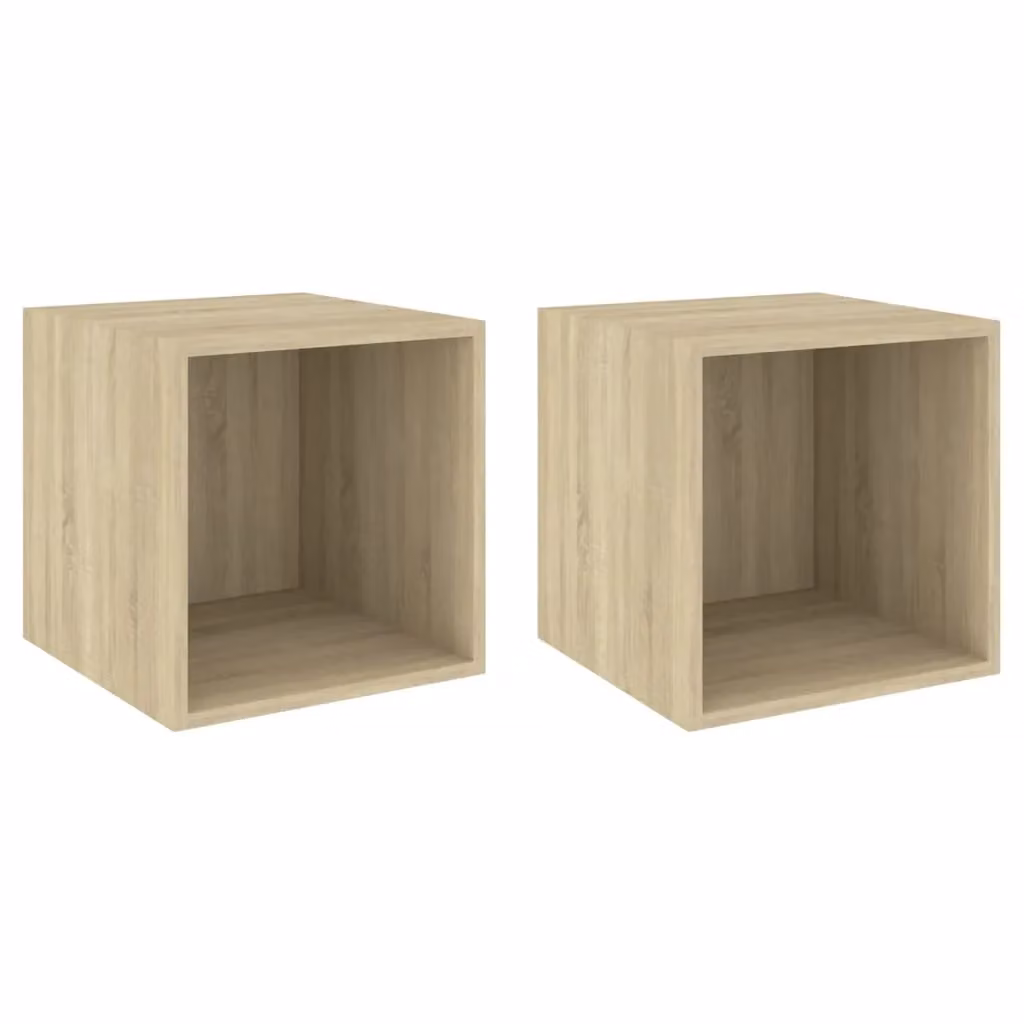 Berkfield Home Wall Cabinets, 2 Piece Sonoma Oak Set in Brown, W/D/H: 37 x 37 x 37 cm – 2