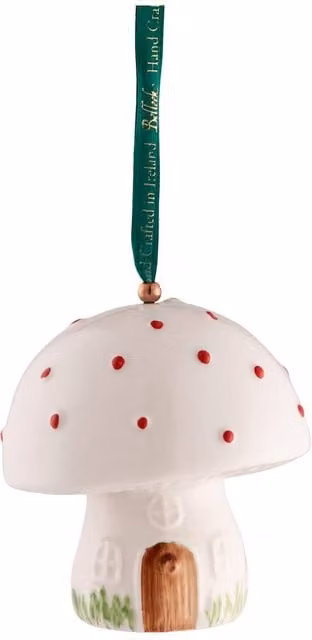 Belleek Classic Porcelain Toadstool Hanging Ornament in White – 1